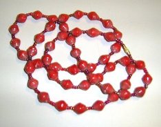 red paper beads necklace - medium length