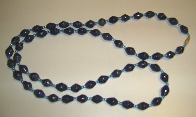 dark blue paper bead necklace