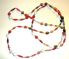 longer necklace of smaller, dainty and multi-coloured beads
