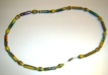 short necklace with some long-flat beads
