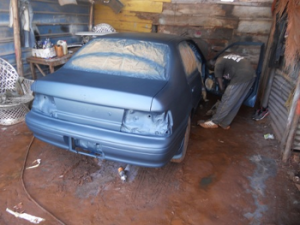 Toyota Corsa in for repairs and paint job
